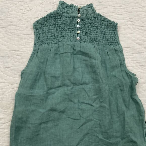 Cloth & Stone 100% Linen Ruched High Neck Blouse size XS - Picture 9 of 13